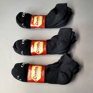 Country Tuff Black Ankle Socks Mens 12-15 Cotton Blended USA (9- Pairs) New